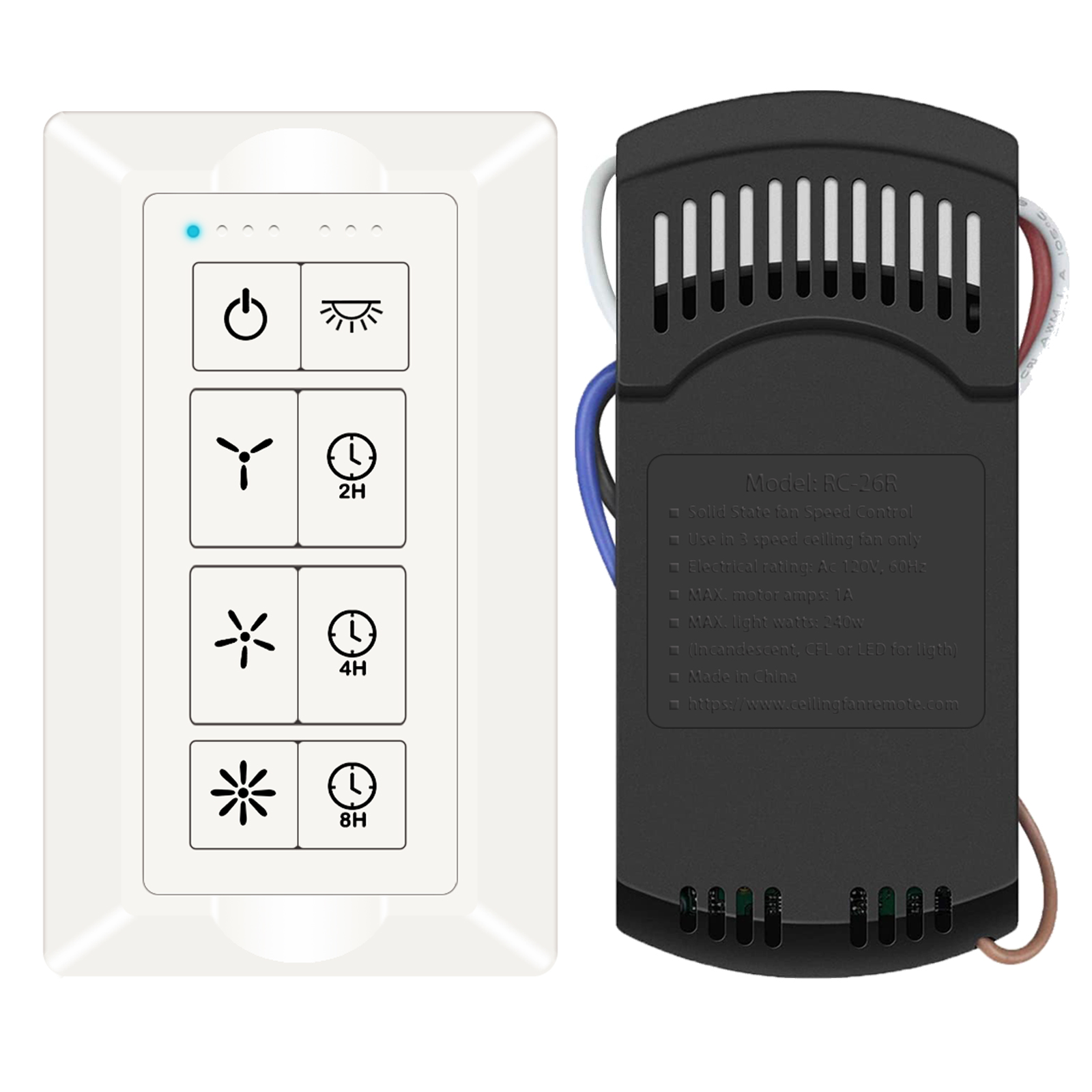 FEKOTS Smart Ceiling Fan Remote for AC Fan (White)